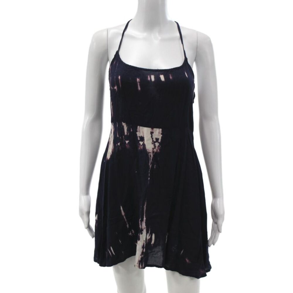 Millau Women Black Tie Dye Slip Dress 100% Rayon Sleeveless Scoop Neck Size S